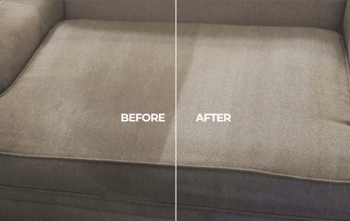 Before and after upholstery cleaning